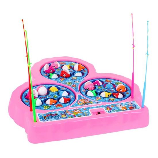 Dětská hra lovení rybiček na baterie Funny Fishing růžová