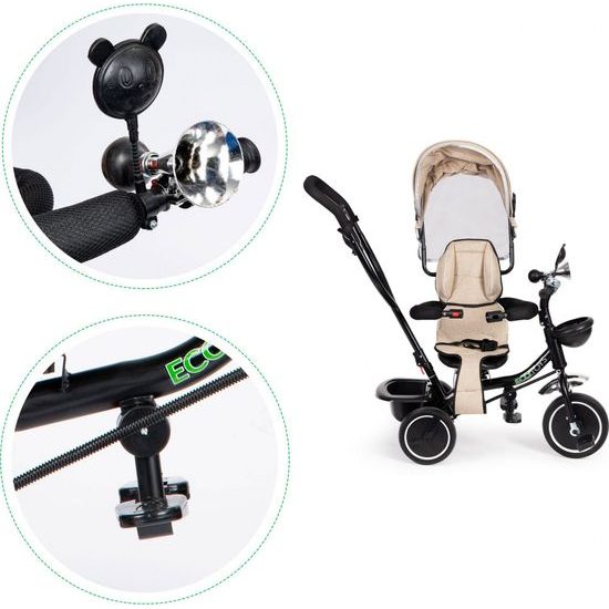 Ecotoys dětská tříkolka s otočným sedadlem Trike 2v1 béžová