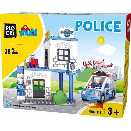 Blocki Mubi stavebnice Policejní stanice se světlem a zvukem 38 dílů