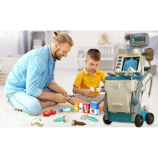 Dětský lékařský vozík Medical Cart se zvukem a příslušenstvím - modrý