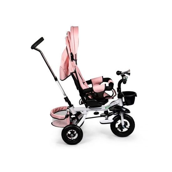 Ecotoys dětská tříkolka s otočným sedadlem a nafukovacími koly Rotage světle růžová