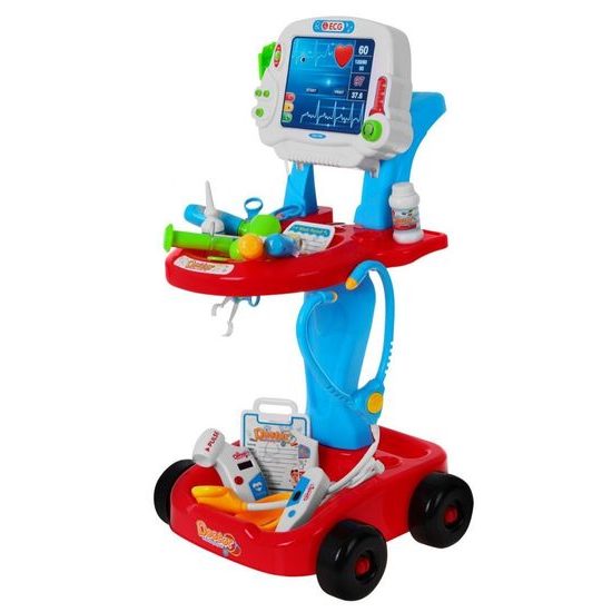 Majlo Toys dětský lékařský vozík EKG se světlem a zvuky červený