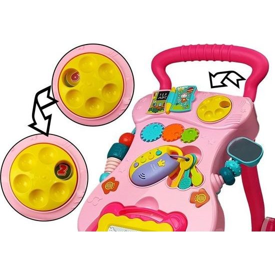 Dětské odrážedlo s interaktivní tabulí - růžové