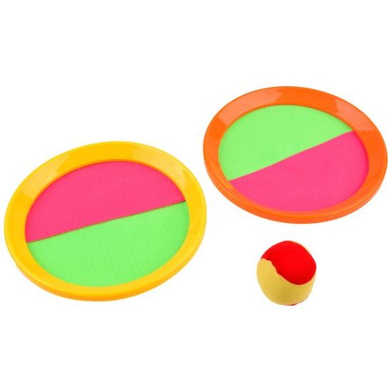 Hra Catch Ball set se 2 talířy a míčkem na suchý zip 20 cm
