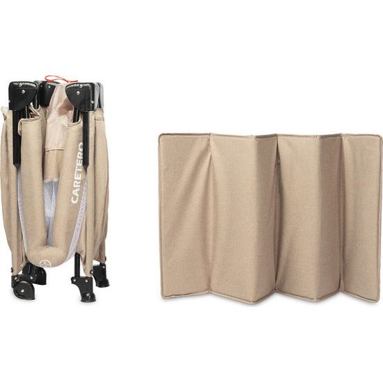 Dětská cestovní postýlka CARETERO ESTI se stahovací bočnicí brown