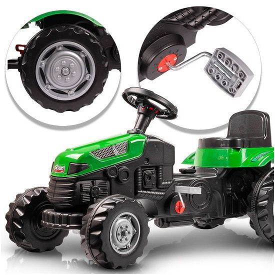 Dětský šlapací traktor s vlečkou Active Pedal zelený