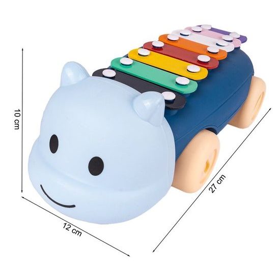 Dětské cimbálky 2v1 s kolečky Hrošík