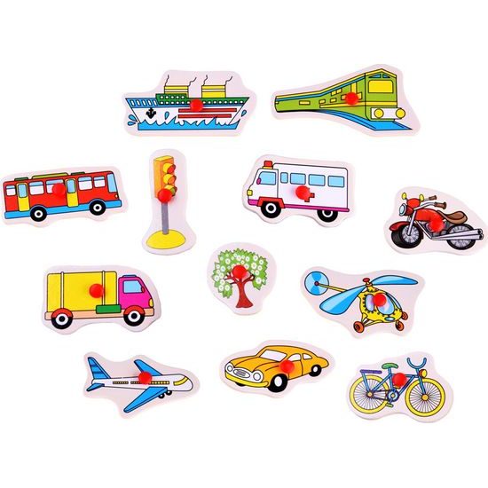 Dřevěné puzzle VOZIDLA 12 dílků