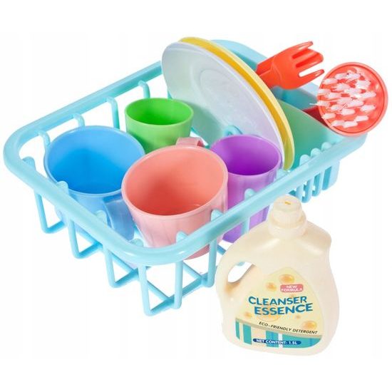 Dětský dřez s tekoucí vodou a nádobím Wash Up růžový