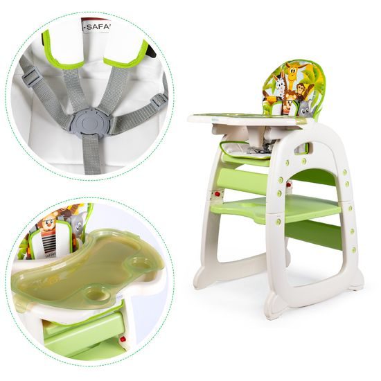 Ecotoys jídelní židlička 2v1 Jungle zelená