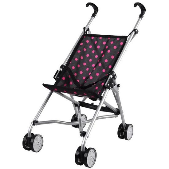 Golfový kočárek pro panenky Alice černý s puntíkama