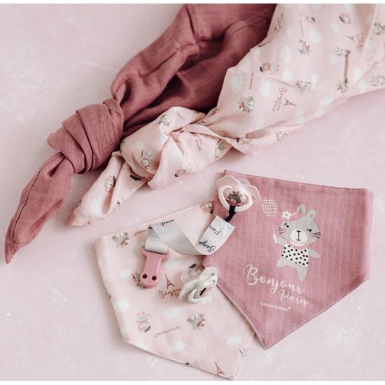 CANPOL babies Mušelínová plena BONJOUR PARIS 2 ks 70x70 cm růžová