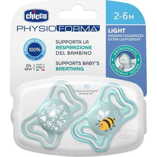 Silikonový dudlík Physio Light 2m, 2ks modrý