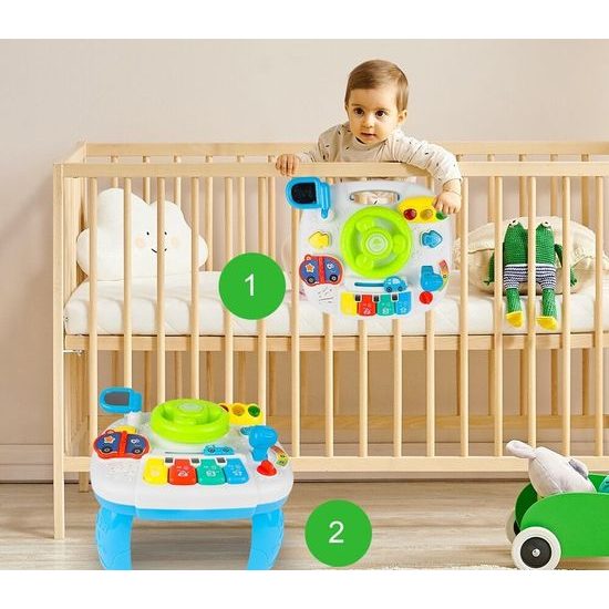 Edukačný stolček s klavírom a volantom 2v1 Drive Table