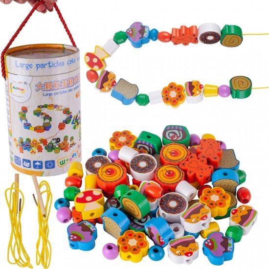 Sada na výrobu dřevěných korálků Wooden Beads 70 kusů