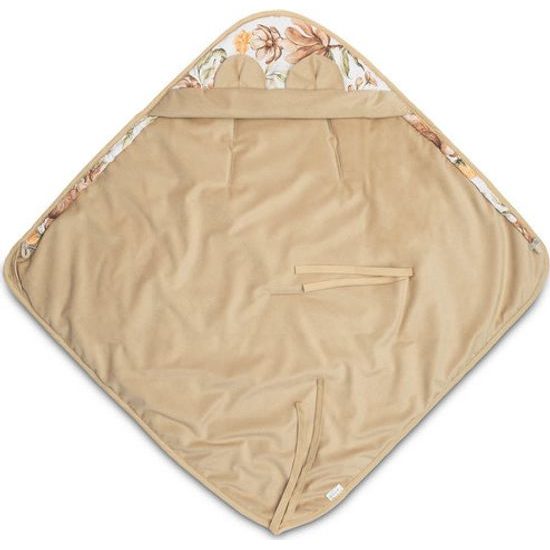 Sametová zavinovačka do autosedačky béžové květy