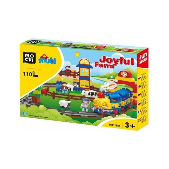 Blocki Mubi stavebnice Veselá farma se světlem a zvukem 110 dílů
