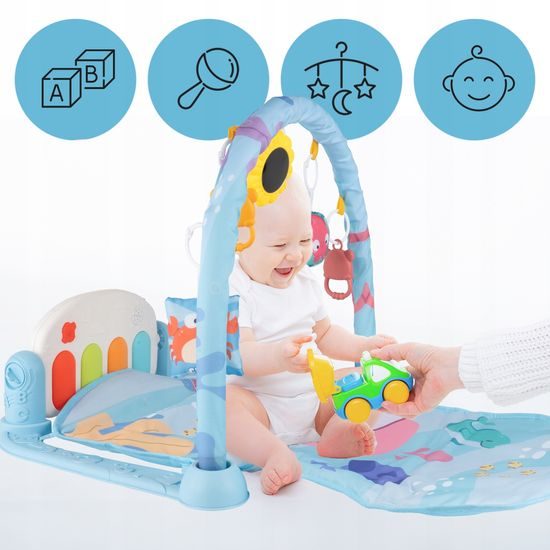 Dětská hrací deka s piankem Ocean - modrá