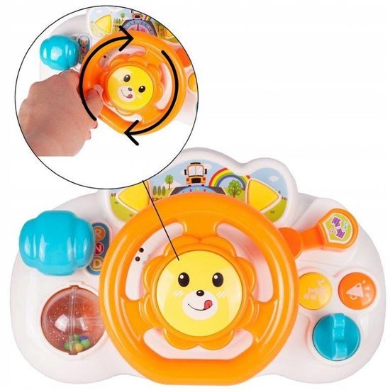 Interaktivní volant pro nejmenší se světlem a zvukem Lion Driver oranžový