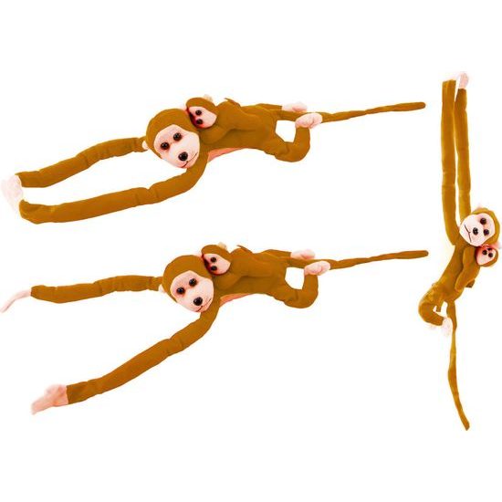 Plyšová opice s miminkem světlé hnědá 70 cm