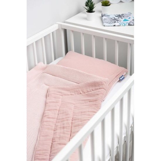Pletená sada z mušelínu do postýlky a kočárku Sensillo růžová