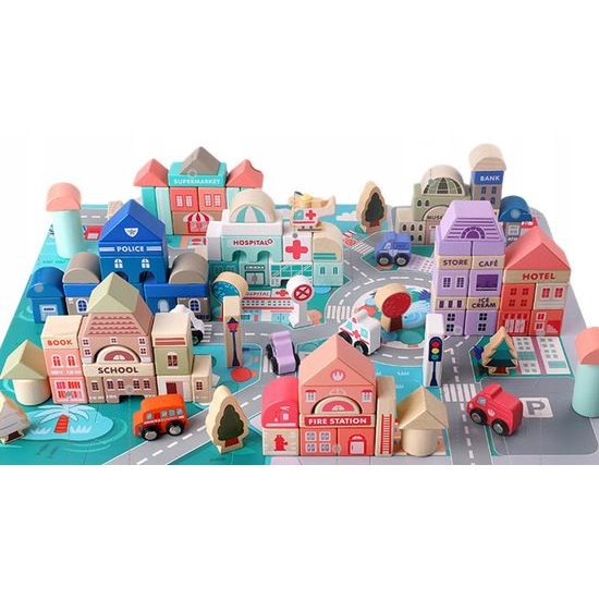 Doris sada dřevěných kostek 115 ks v Městečko