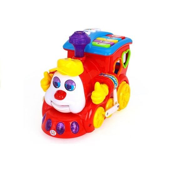 Huile Toys multifunkční lokomotiva se světlem a zvukem Happy Loco