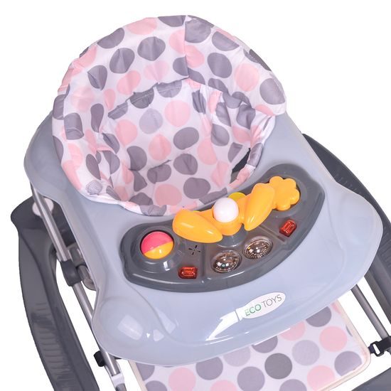 Ecotoys dětské chodítko s houpačkou 2v1 šedé