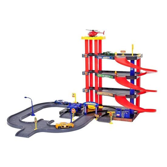 Parkovací garáž s výtahem, helikoptérou a 3 autíčky Parking Garage