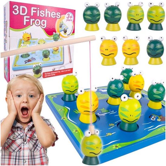 Dřevěné žabičky na lovení na magnet 3D