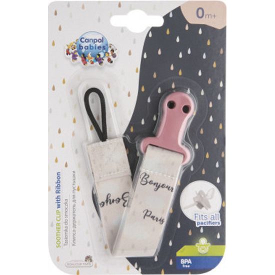 Canpol Babies Řetízek na dudlík Canpol Babies - Bonjour - růžový