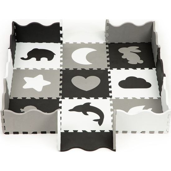 Ecotoys XXL pěnová puzzle hrací deka Happy Gray