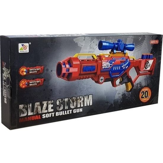 ROZBALENO Velký dětský samopal Blaze Storm RED s pěnovými náboji