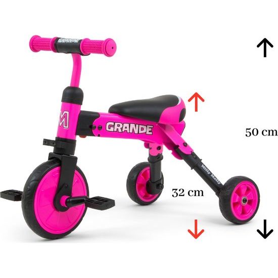 Dětská tříkolka 2v1 Milly Mally Grande pink