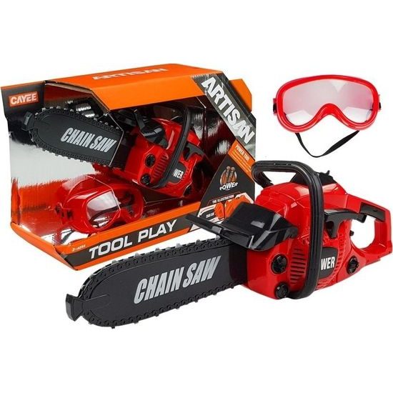 Motorová pila pro děti s ochrannými brýlemi