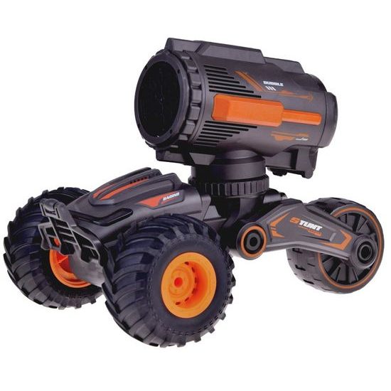 Kaskadérské autíčko na dálkové ovládání s bublifukem Stunt Car - černooranžové