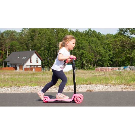 Dětská koloběžka Glow Scooter se svítícími koly růžová