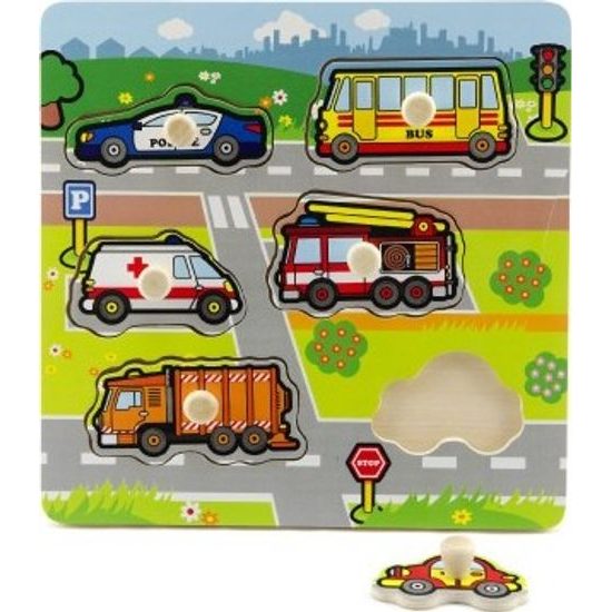 Dřevěná Vkládačka Moje první auta 6ks