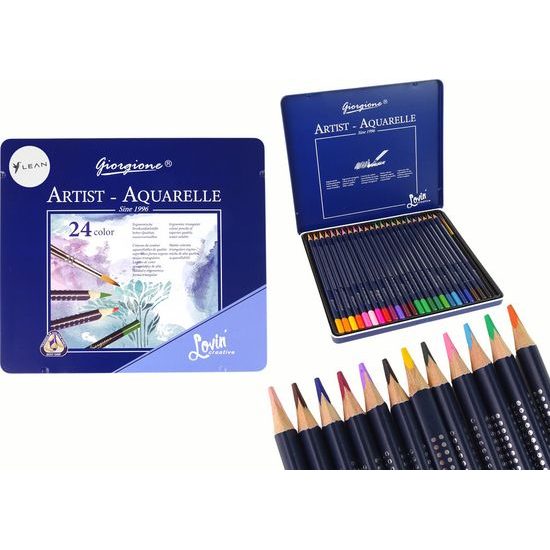 Sada 24 akvarelových pastelek v kovové nádobě