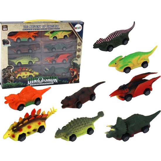 Sada 8 dinosauřích aut na setrvačník