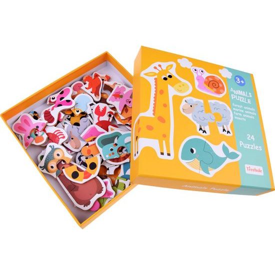 Barevné dvoudílné puzzle 24 zvířat