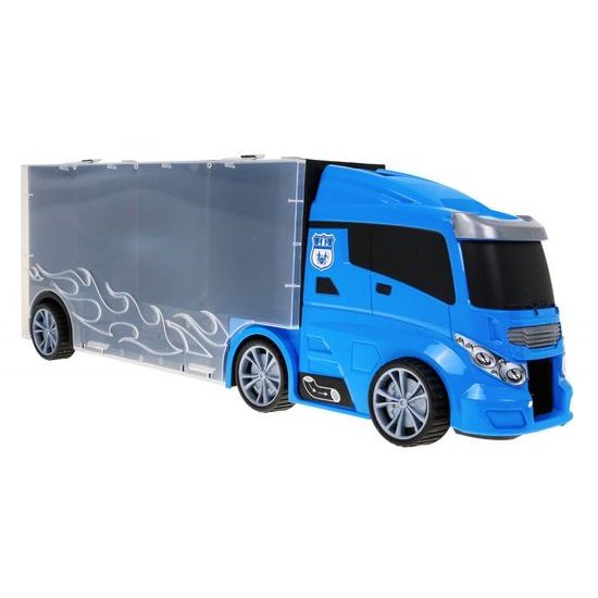 Majlo Toys nákladní auto s autíčky, helikoptérou a skluzavkou Police Truck