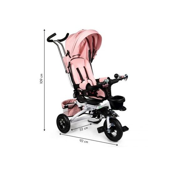 Ecotoys dětská tříkolka s otočným sedadlem a nafukovacími koly Rotage světle růžová