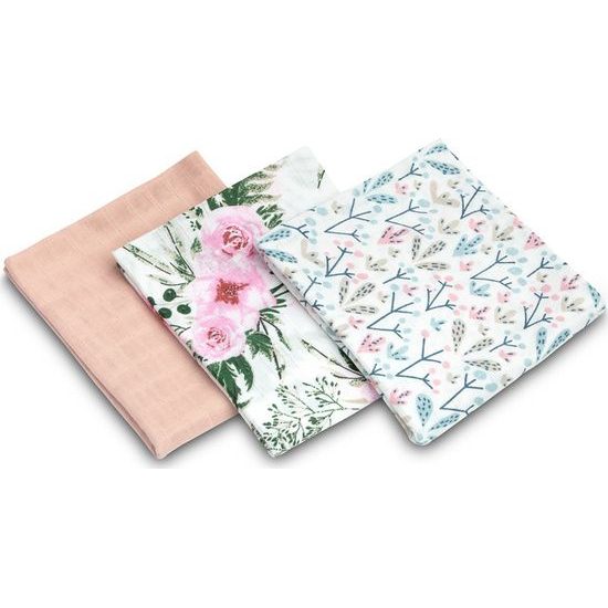 Mušelínová plena 3ks růžová