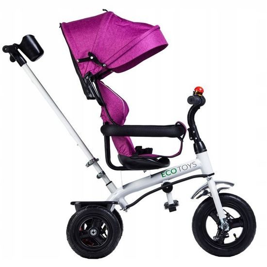 Ecotoys dětská tříkolka se stříškou růžová - nafukovací kola