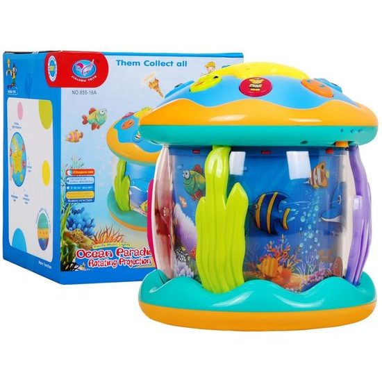 Multifunkční lampička s projektorem pro nejmenší 3v1 Rotating Fish