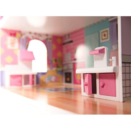 Dřevěný domeček pro panenky s LED osvětlením rezidence Brenda