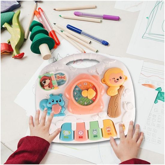 Edukační stoleček s piankem a zvuky 2v1 Opička