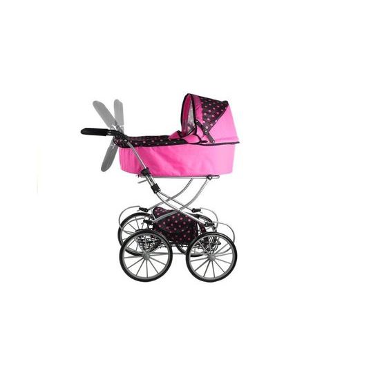 Kočárek pro panenky Alice retro růžovo-černý