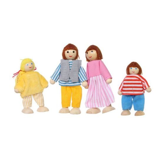 Ecotoys dřevěný dvoupatrový domeček pro panenky Pohádka + 4 panenky